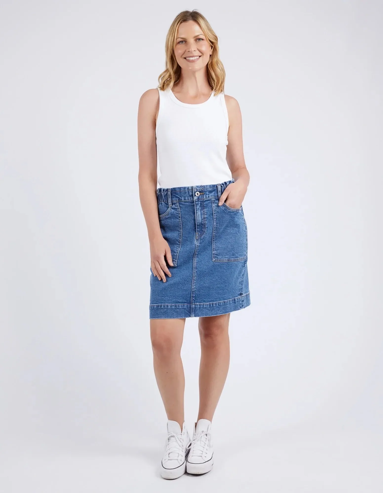 Atlas Denim Skirt Dark Blue