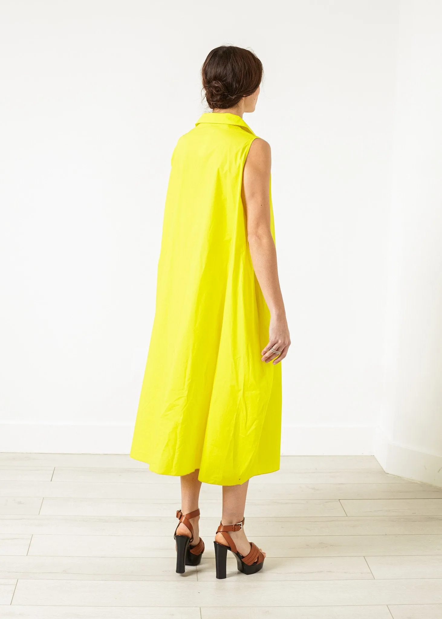 Balloon Cotton Dress in Yellow