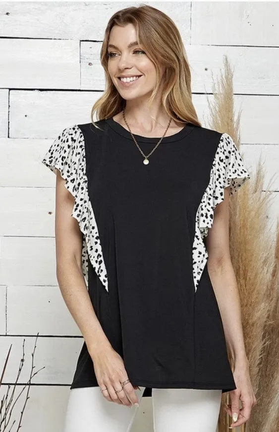 Black Dalmation Sleeve Top - #7384-7389