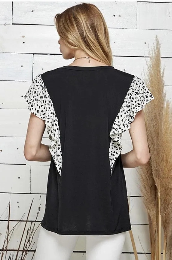 Black Dalmation Sleeve Top - #7384-7389