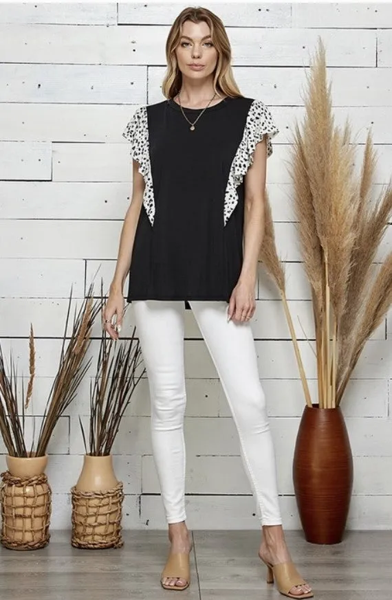 Black Dalmation Sleeve Top - #7384-7389