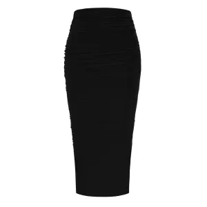 Black Soft Touch Bodycon Wiggle Pencil Skirt