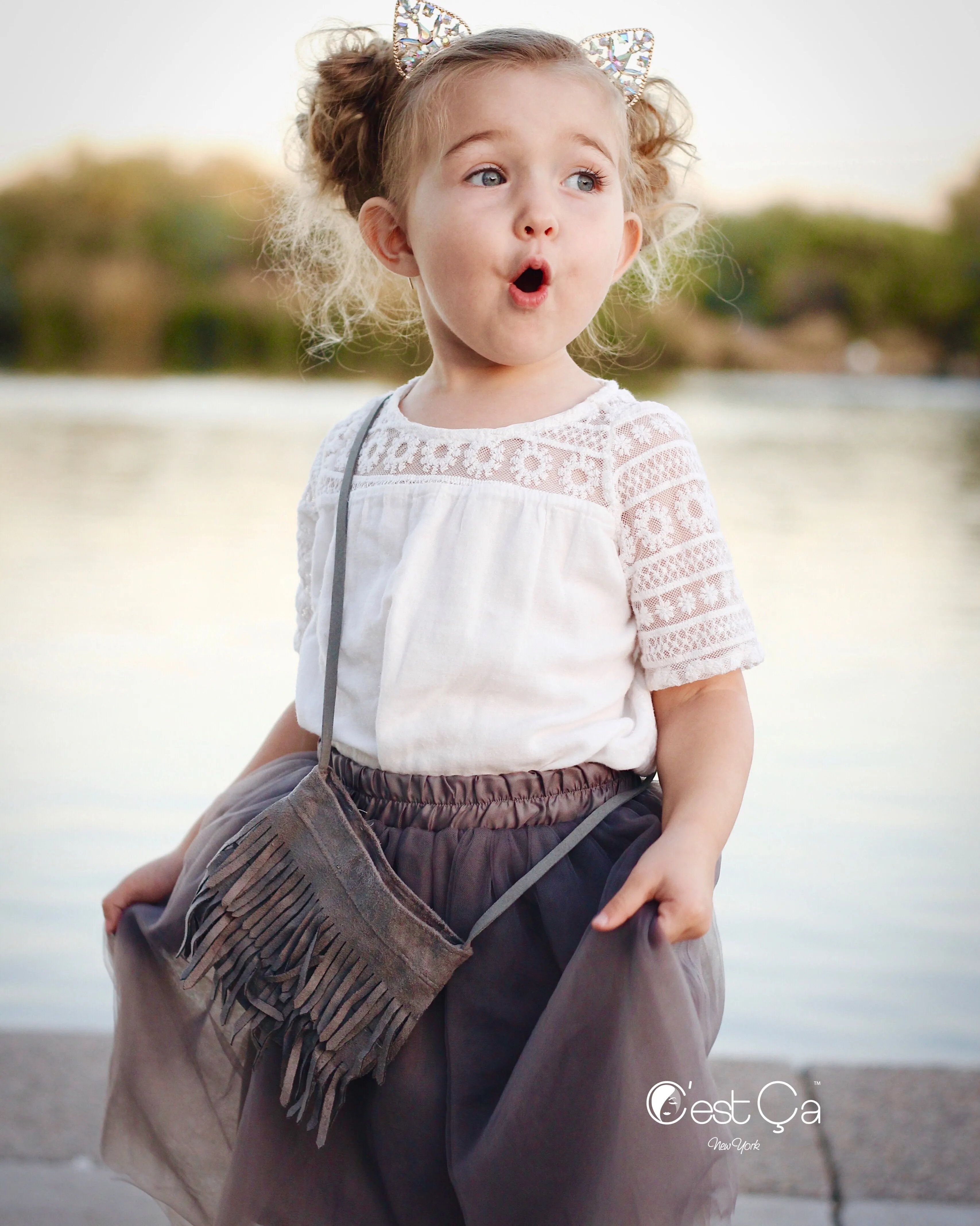 Claire Kids Ash Gray Soft Tulle Skirt