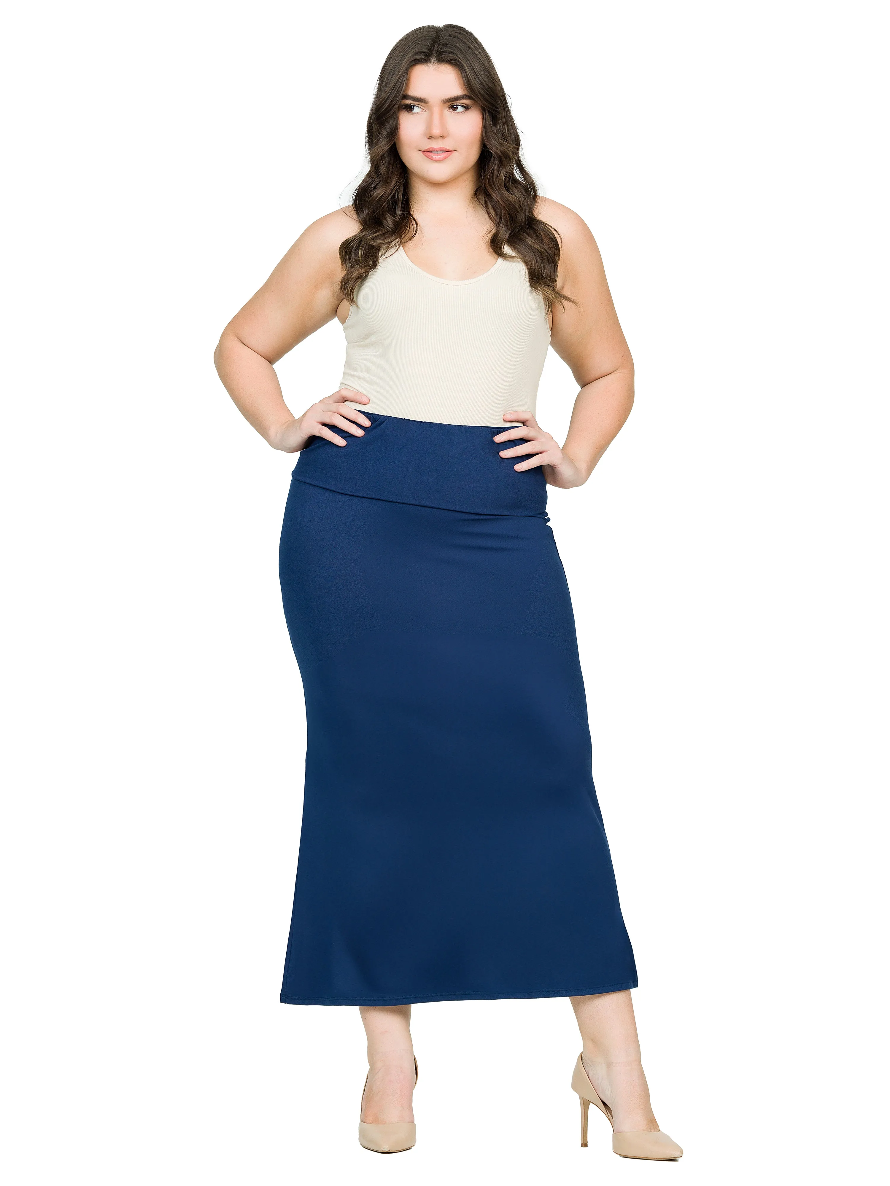 Comfortable Plus Size Foldover Maxi Skirt