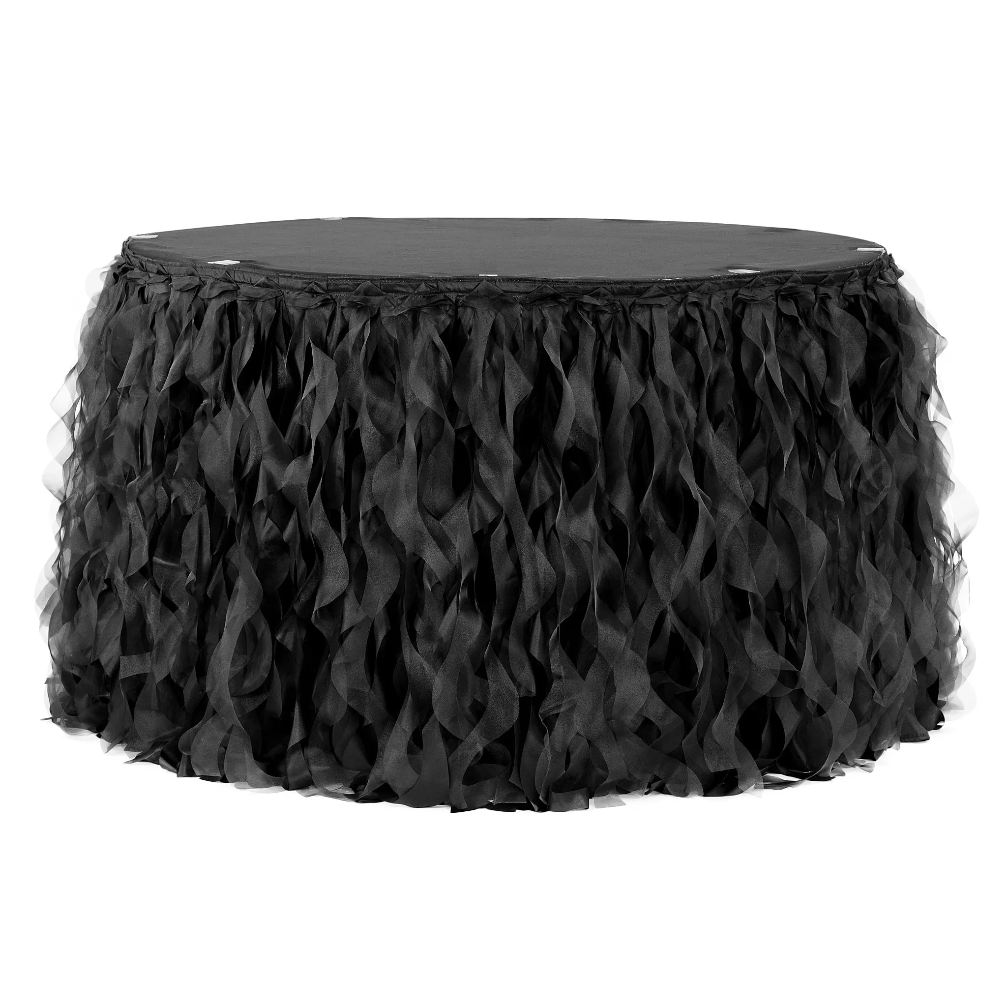 Curly Willow 17ft Table Skirt - Black