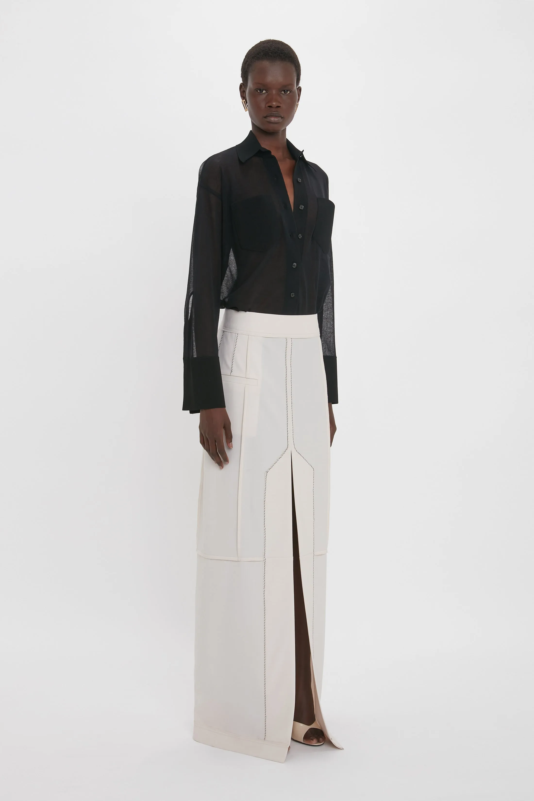 Deconstructed Floor-Length Skirt In Bone