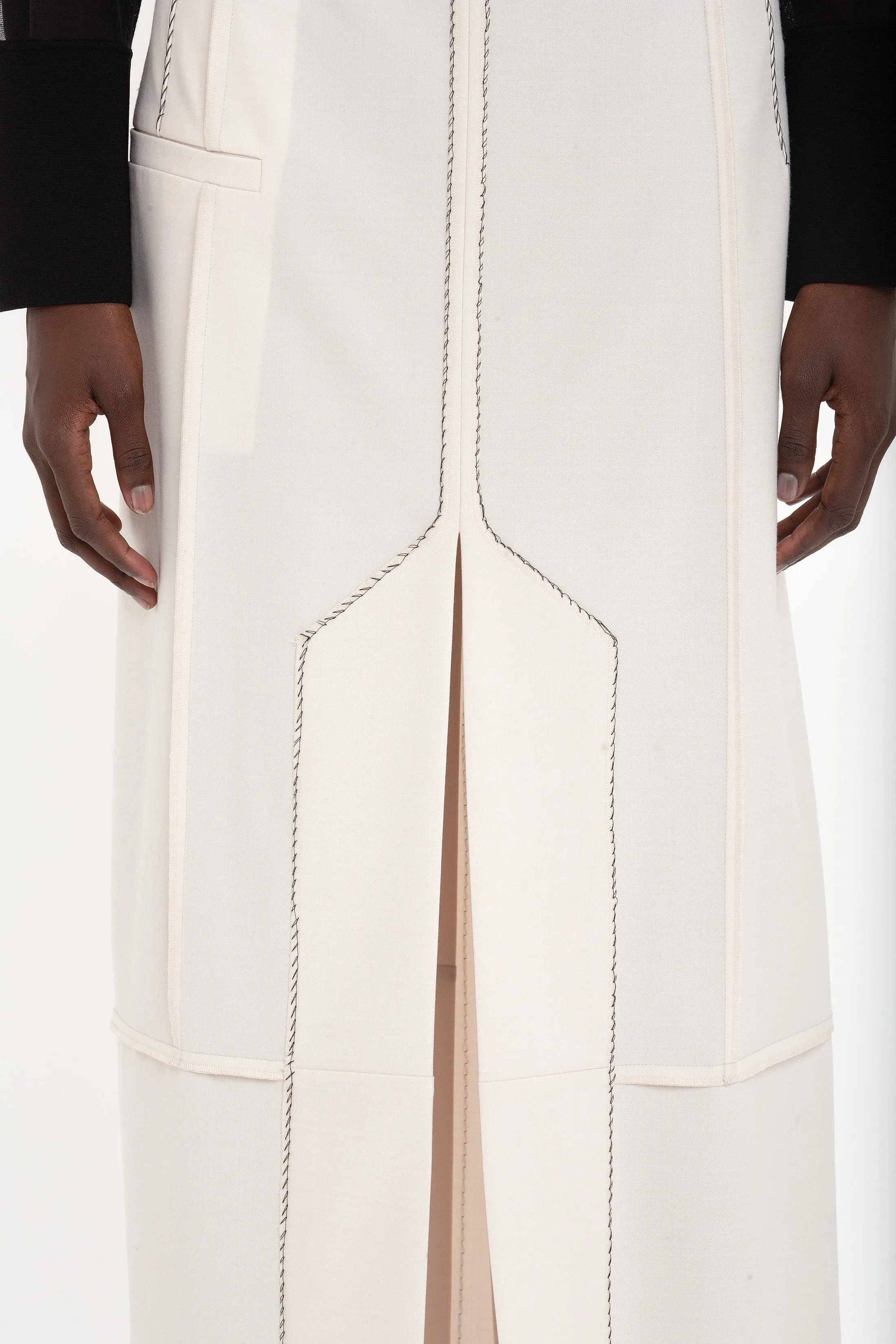 Deconstructed Floor-Length Skirt In Bone