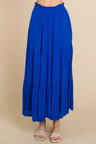 Frill Ruched Midi Skirt