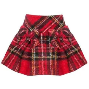 Girls Red Tartan Skirt