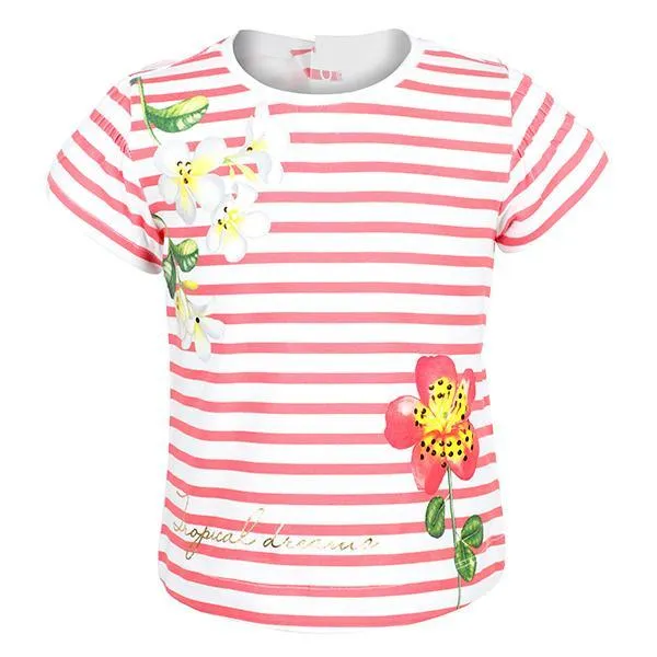 GIRLS STRIPED T-SHIRT - PINK