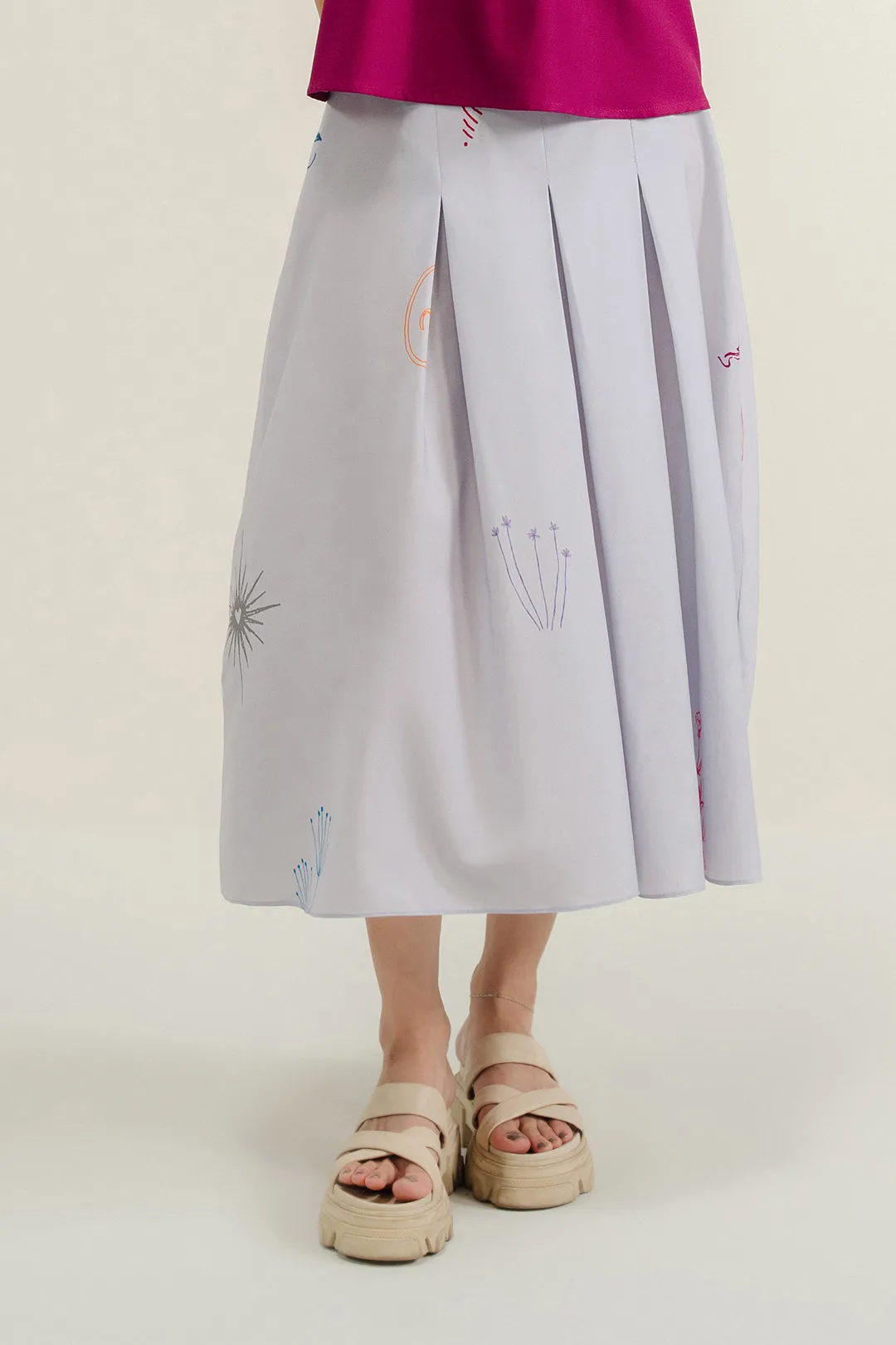 Lilac Box Pleat Skirt