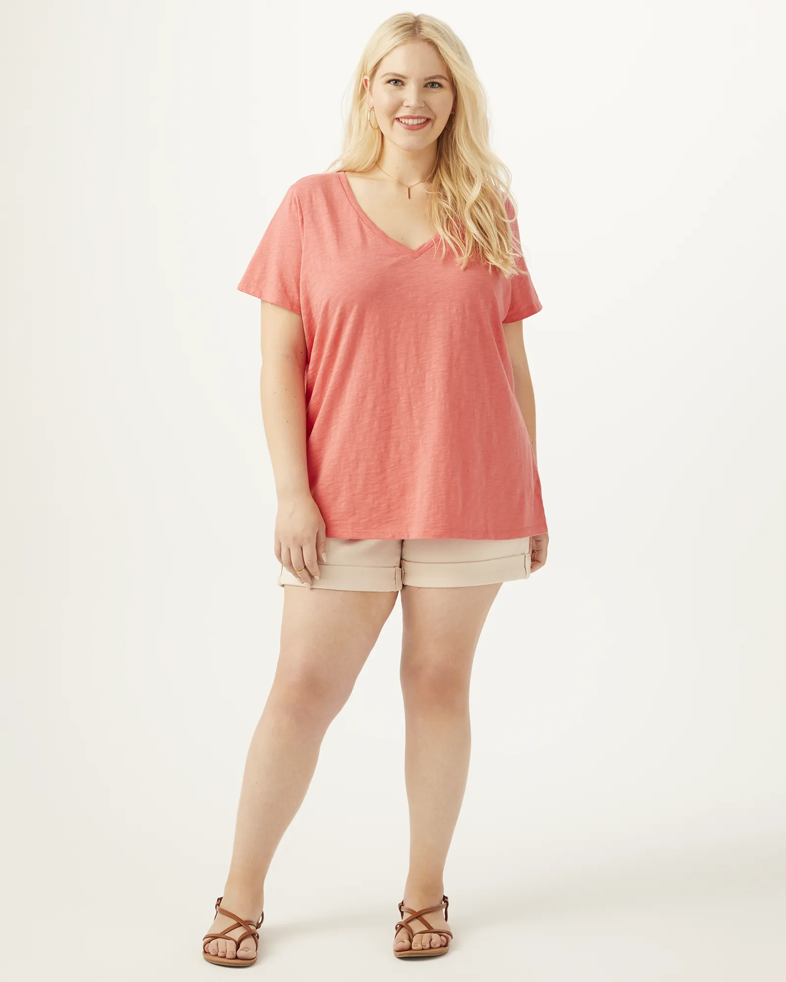 Michelle Soft Cotton Tee | Coral