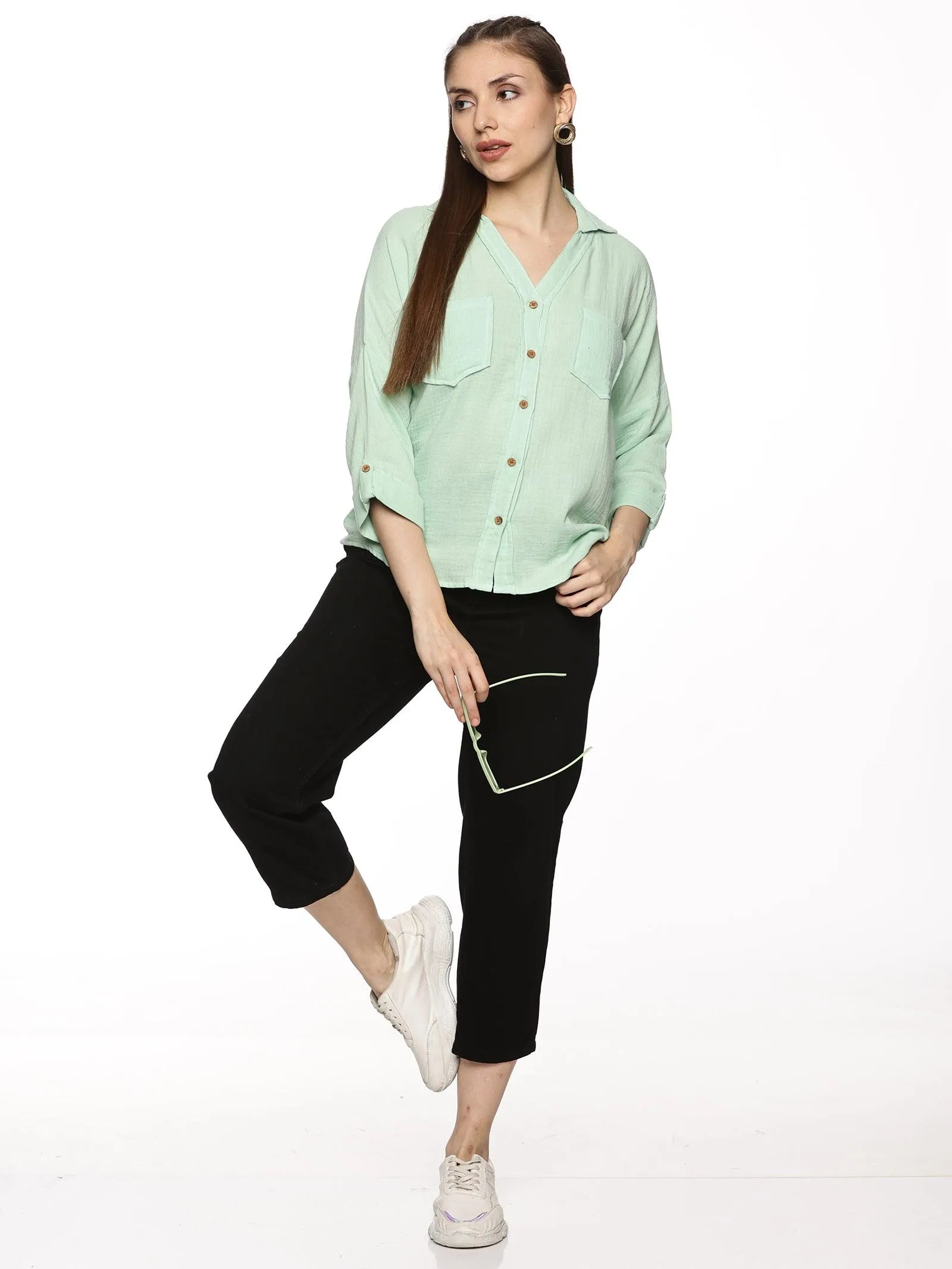 Mint Double Layered Trendy Cotton Top