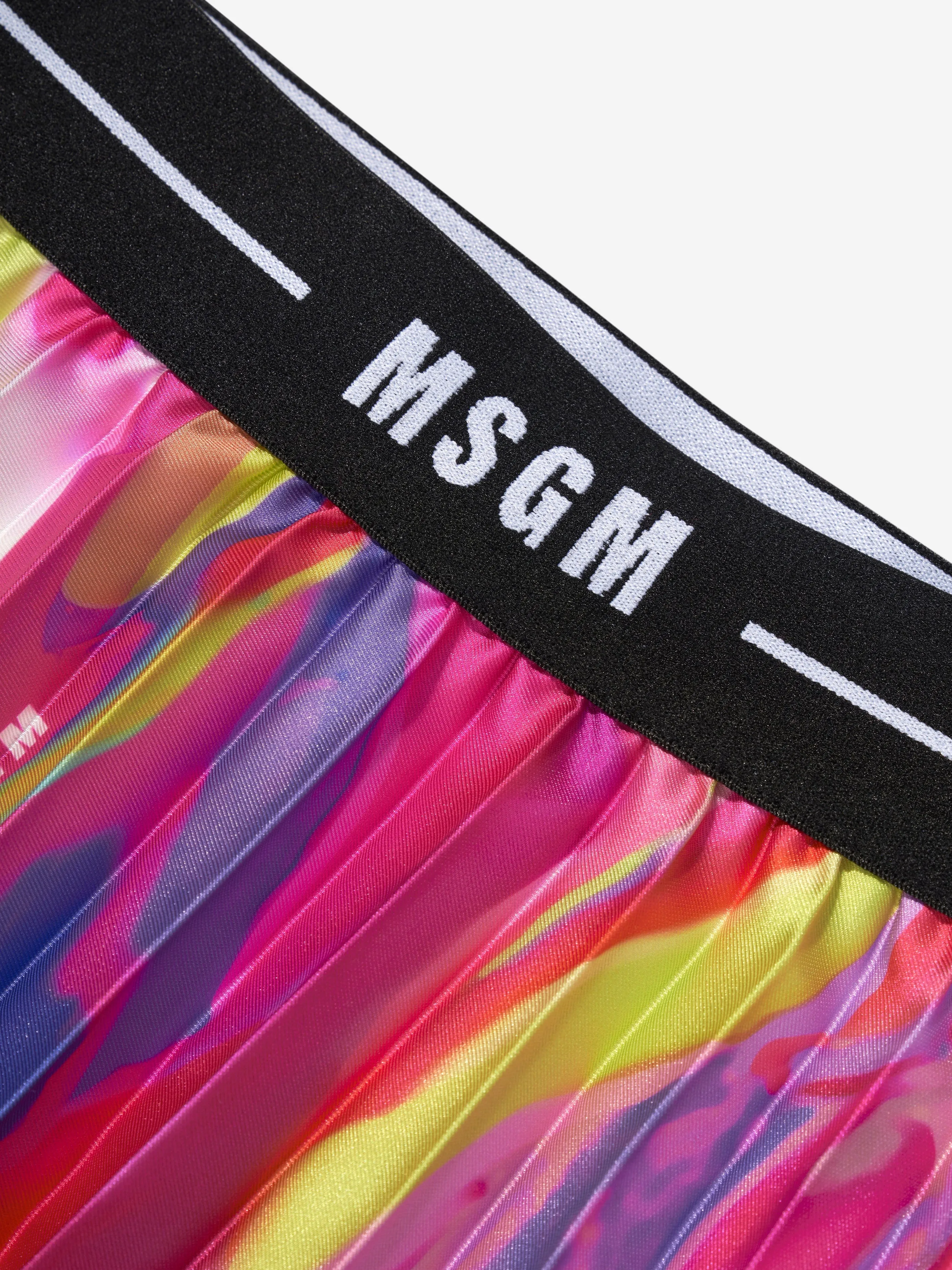 MSGM Girls Pleated Skirt in Multicolour