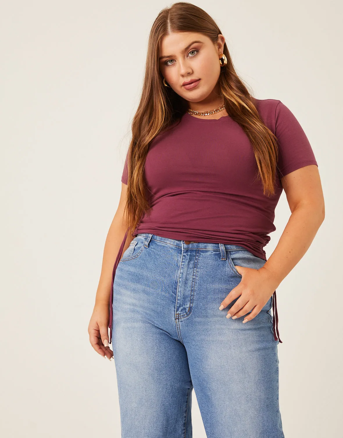 Plus Size Side Ruched Tee