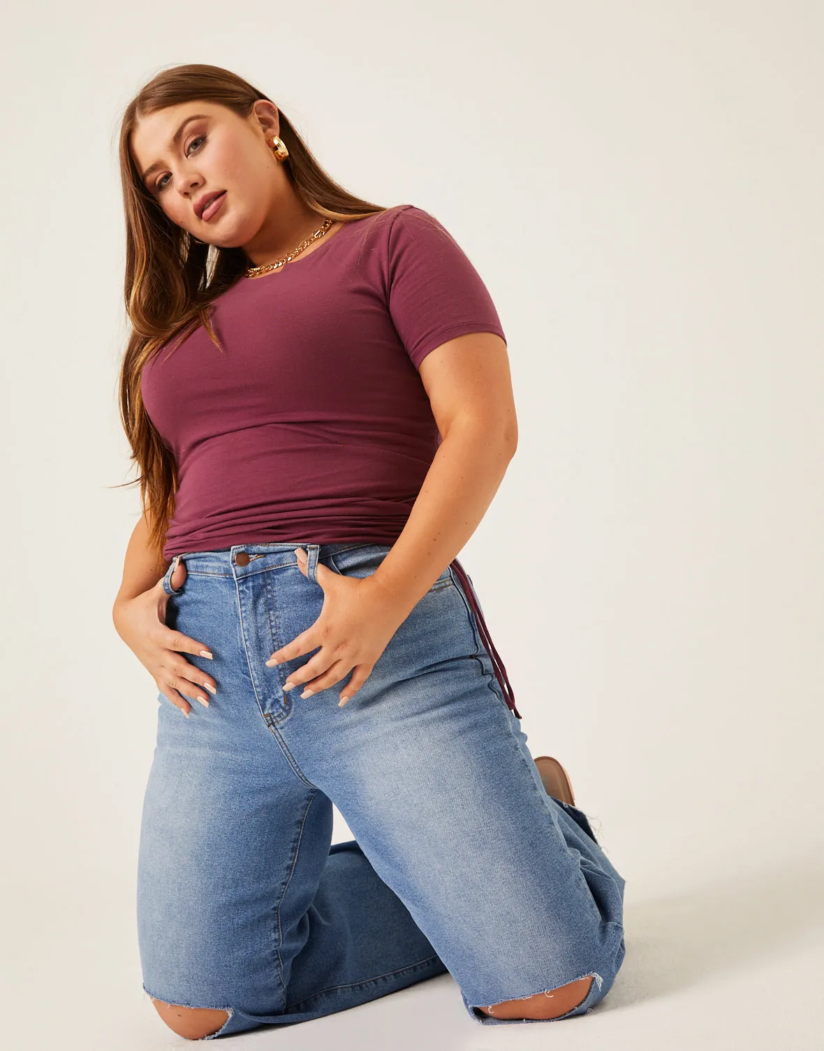 Plus Size Side Ruched Tee