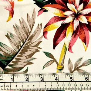 Printed Stretch Sateen Fabric, Tropical Floral- Width 145cm