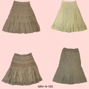 Retro Revival – Y2K Cotton Long Coco Skirt for Effortless Style(9-135)