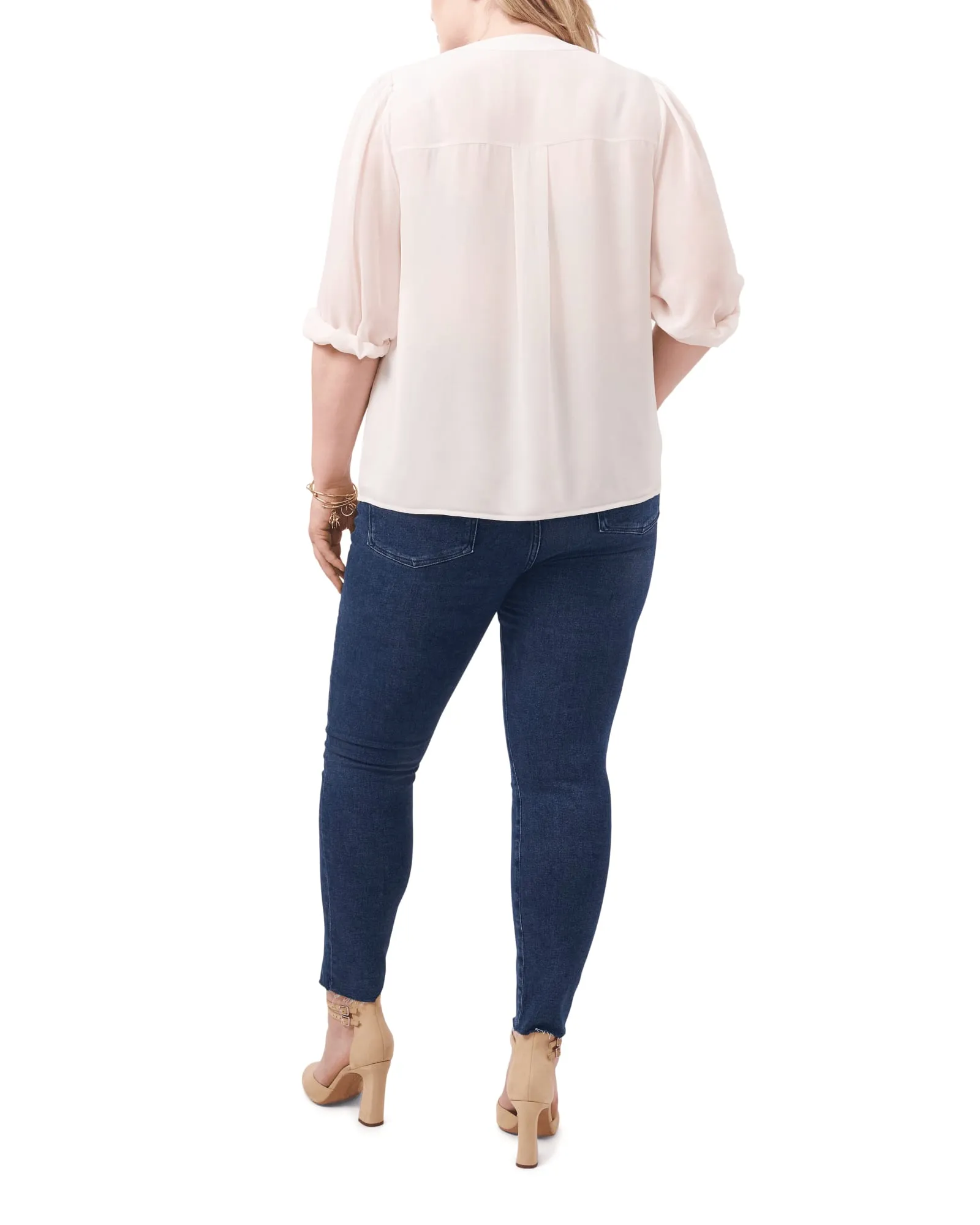 Ryleigh Button-Front Pintucked Blouse | SOFT ECRU-104