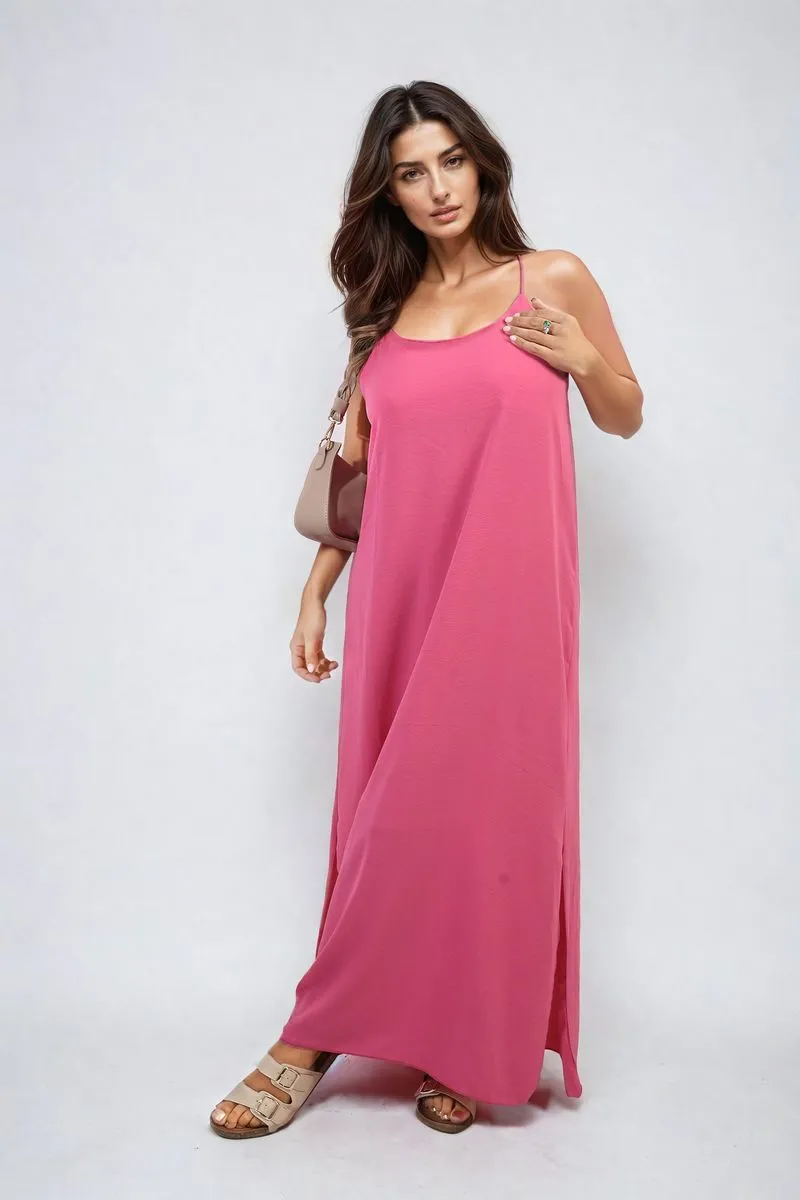 Spaghetti Strap Side Slit Maxi Dress