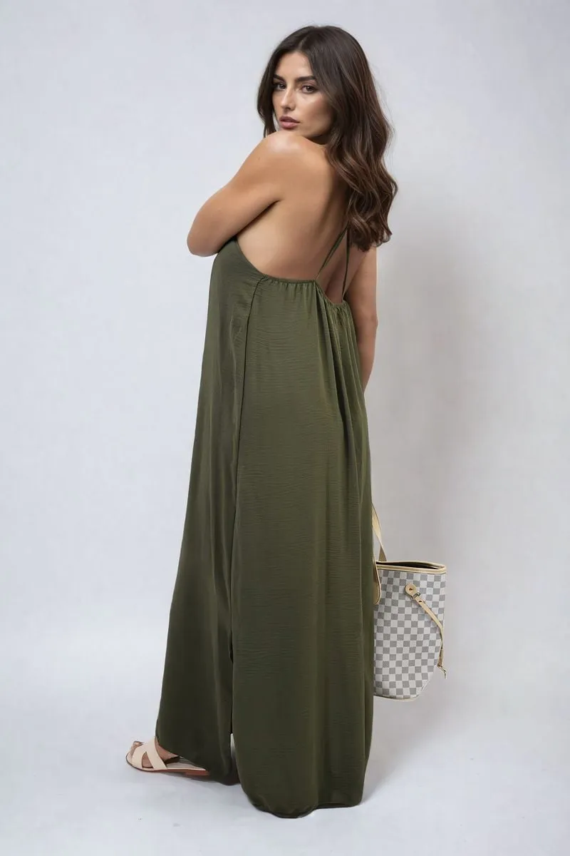 Spaghetti Strap Side Slit Maxi Dress