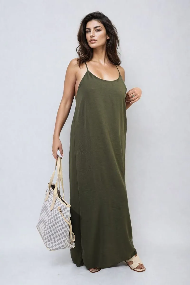 Spaghetti Strap Side Slit Maxi Dress