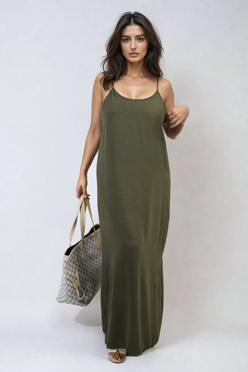 Spaghetti Strap Side Slit Maxi Dress