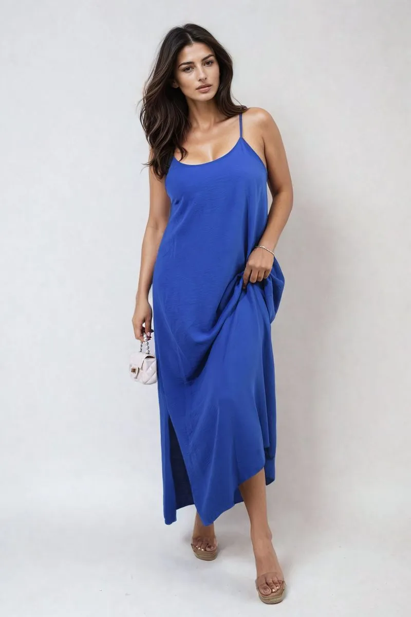 Spaghetti Strap Side Slit Maxi Dress