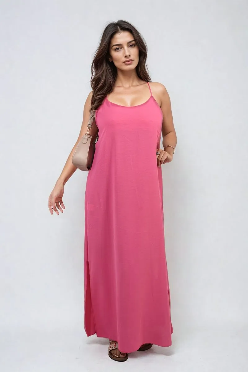 Spaghetti Strap Side Slit Maxi Dress