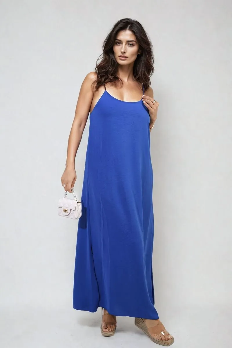 Spaghetti Strap Side Slit Maxi Dress