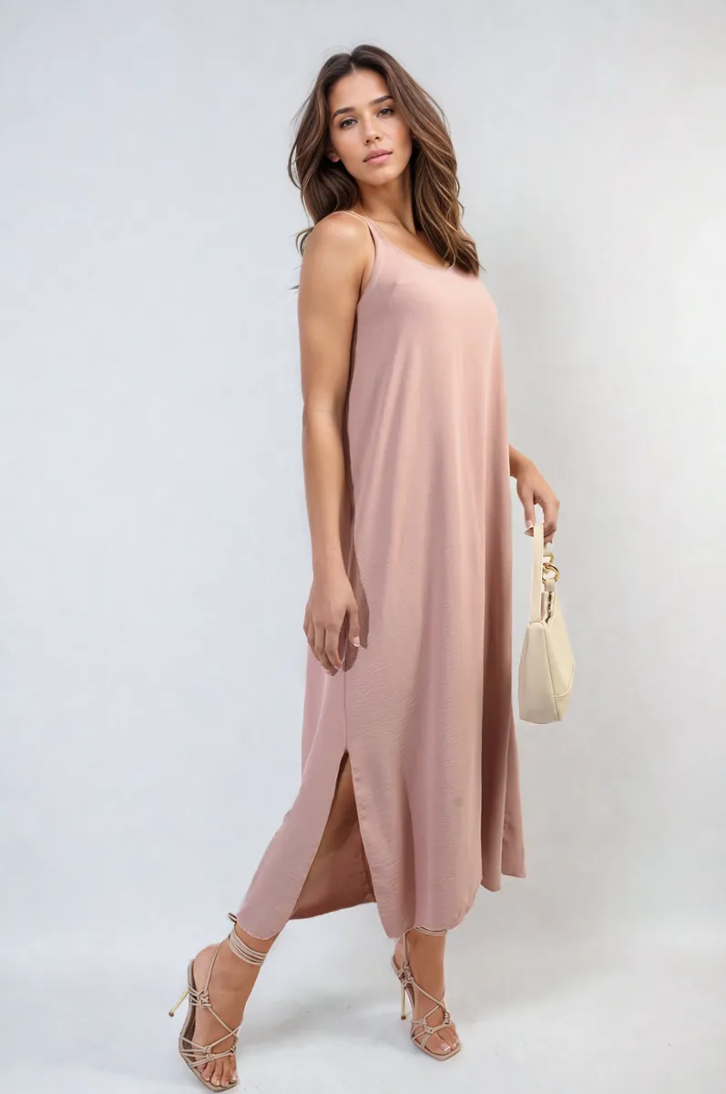 Spaghetti Strap Side Slit Maxi Dress