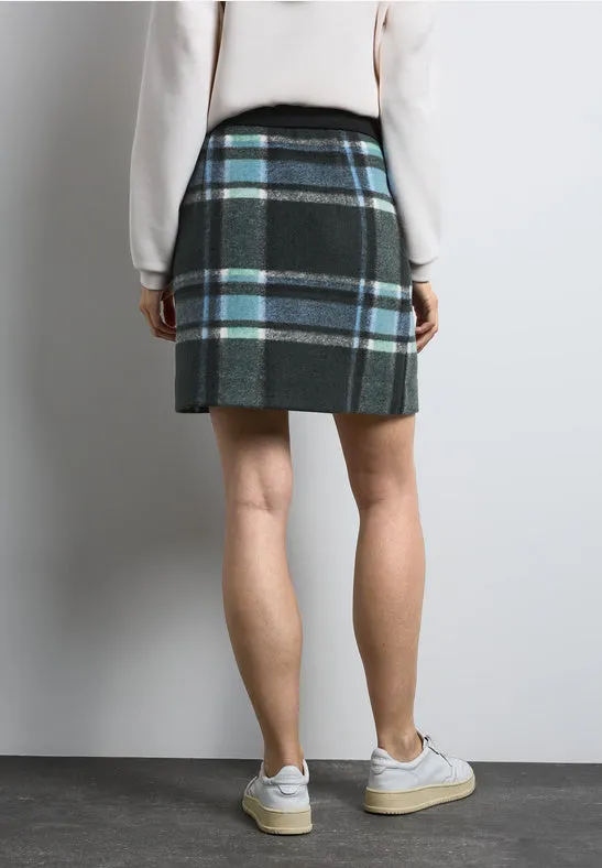 Here is an optimized product title with modifiers for the e-commerce product:

Stylish Wool-Look Checkered Mini Skirt by Street One - Chic Plaid Design

This title highlights the key features and adds an element of style and brand recognition.