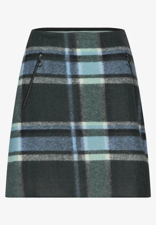 Here is an optimized product title with modifiers for the e-commerce product:

Stylish Wool-Look Checkered Mini Skirt by Street One - Chic Plaid Design

This title highlights the key features and adds an element of style and brand recognition.