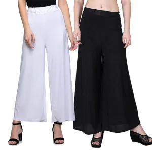 Stylish Women Palazzo Combo Pack Of 2 (Black, White)