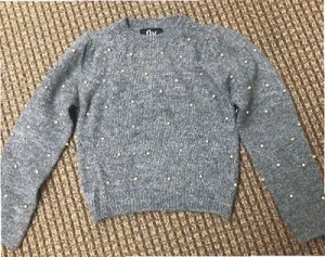 Tween Sweater | Pearl Knit Grey Sweater | Flowers by Zoe