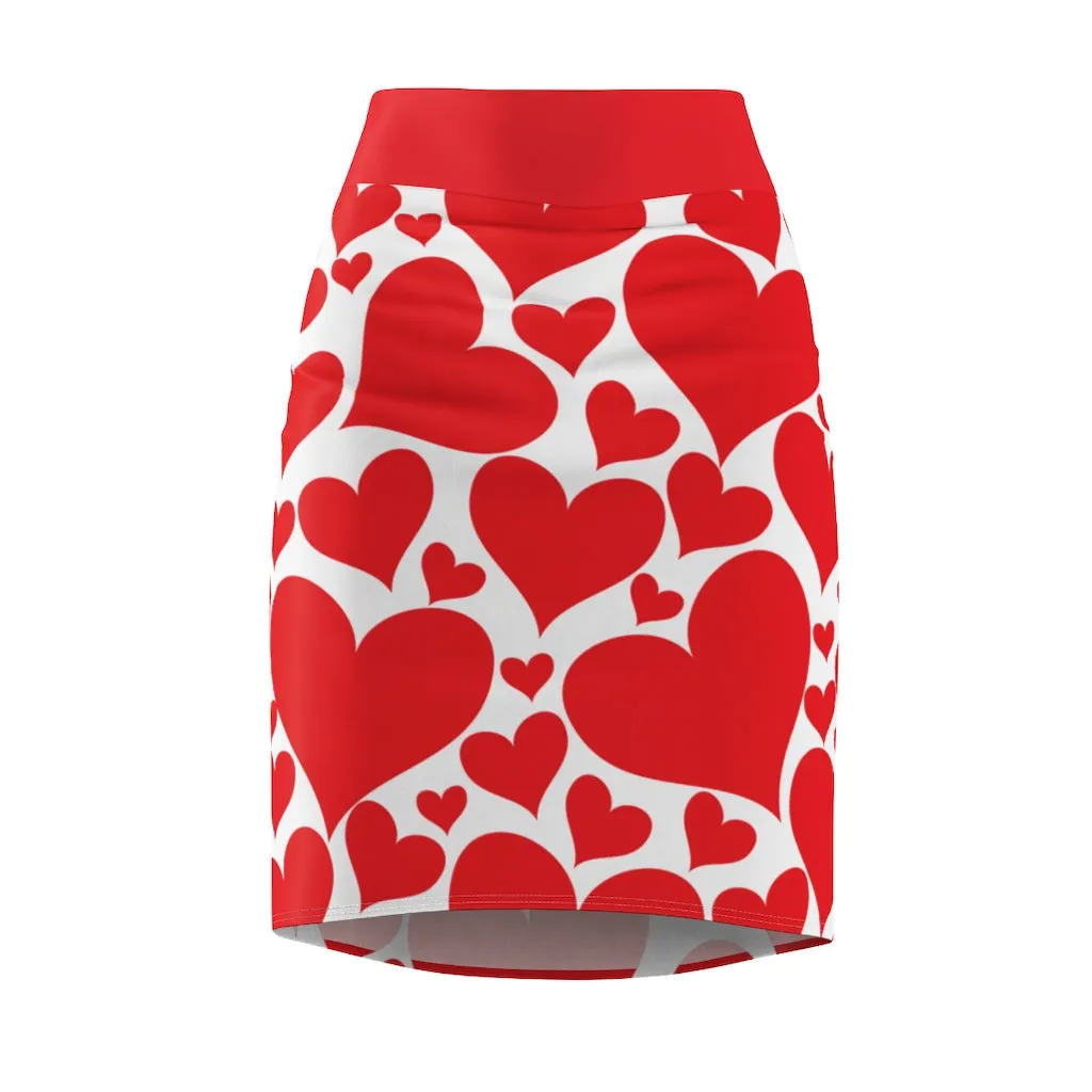 Uniquely You Womens Pencil Mini Skirt / Love Red Hearts - S867849