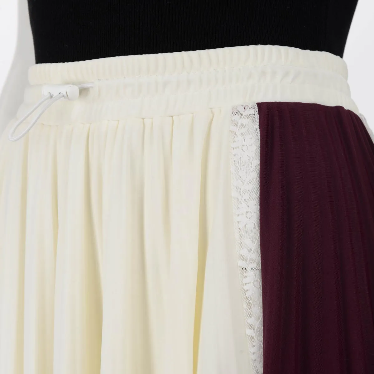 Valentino White & Plum Lycra Pleated Midi Skirt S