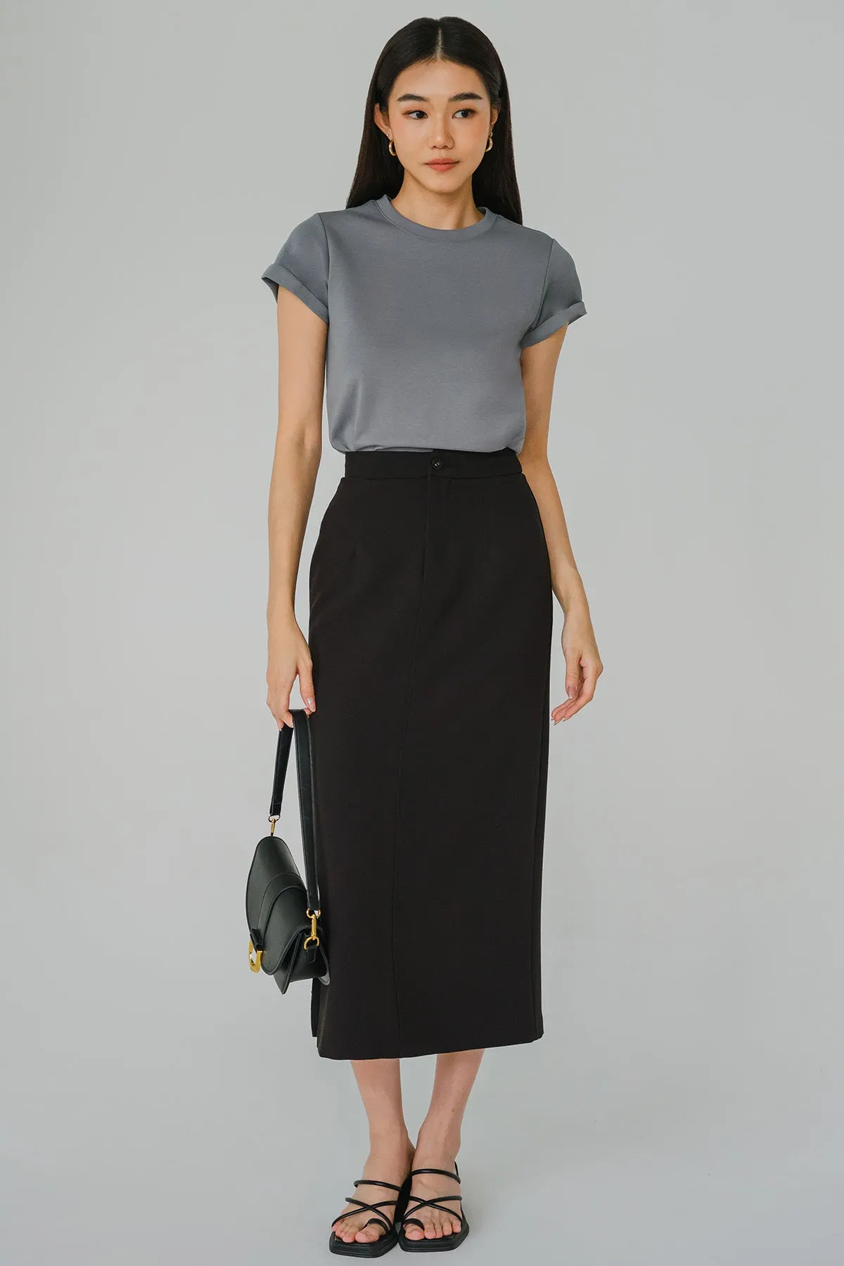 Vivienne Tailored Midi Skirt (Black)