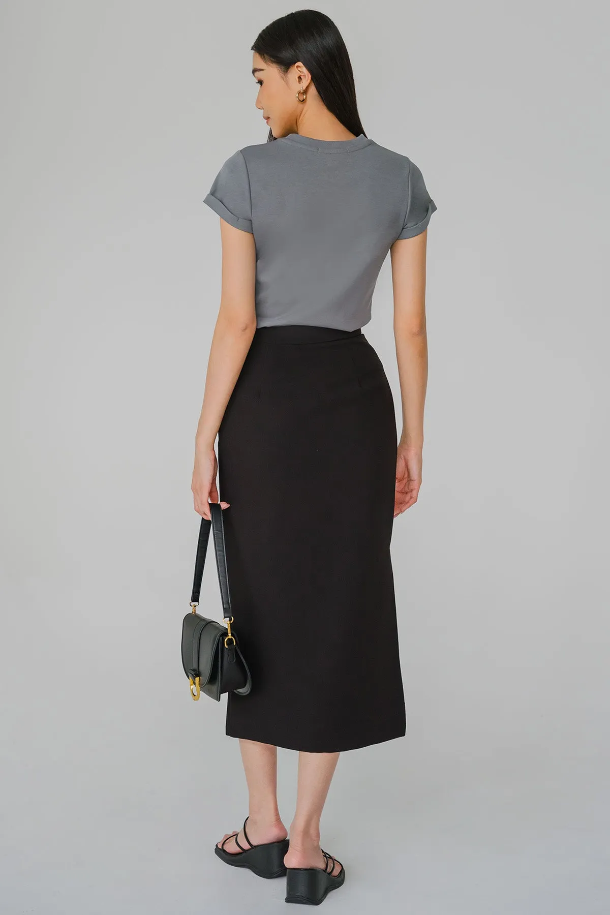 Vivienne Tailored Midi Skirt (Black)