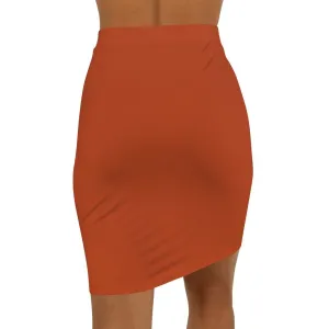 Womens Pencil Skirt, Rust Stretch Mini